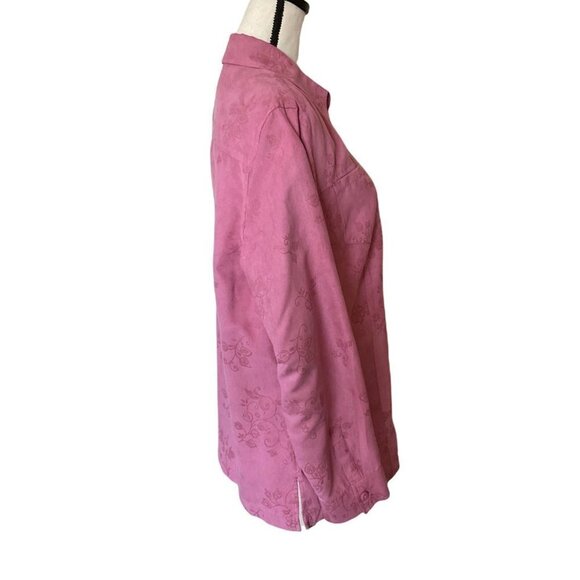 Craft & Barrow floral suede‎ texture lightweight pink jacket women size L - Picture 6 of 11